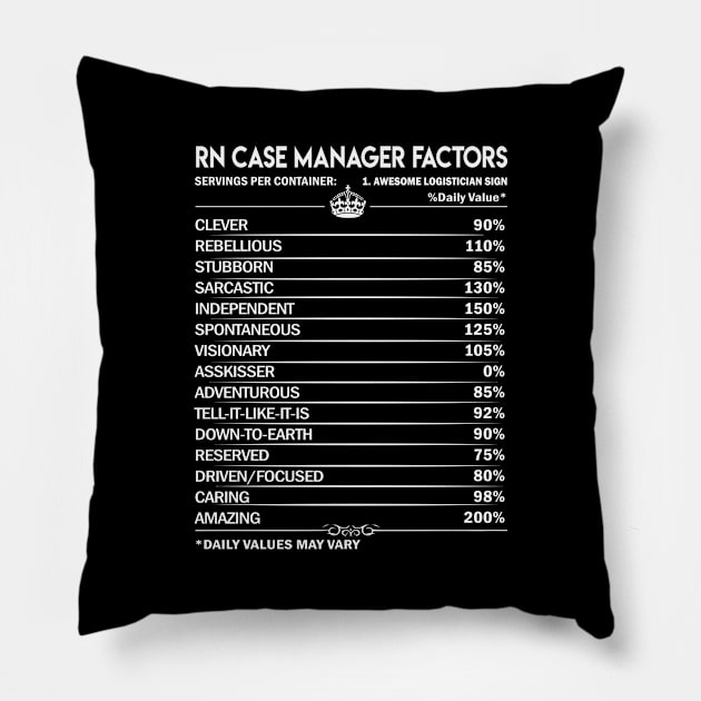 Rn Case Manager T Shirt - Rn Case Manager Factors Daily Gift Item Tee Pillow by Jolly358