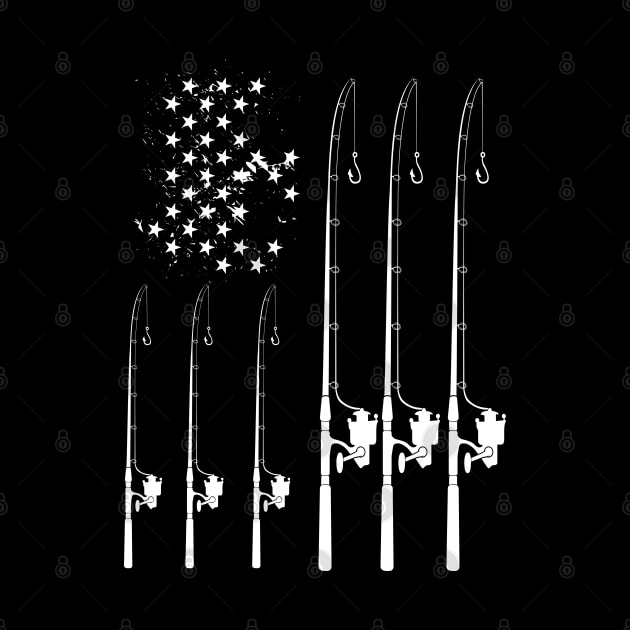 Fishing Rod American Flag and Reel by Shirtbubble