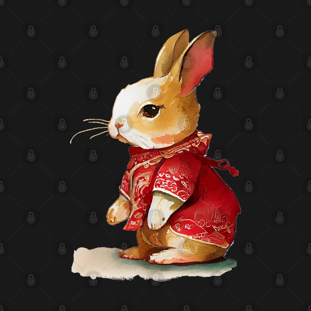 Watercolor Chinese Zodiac Year of the Rabbit by artsyindc