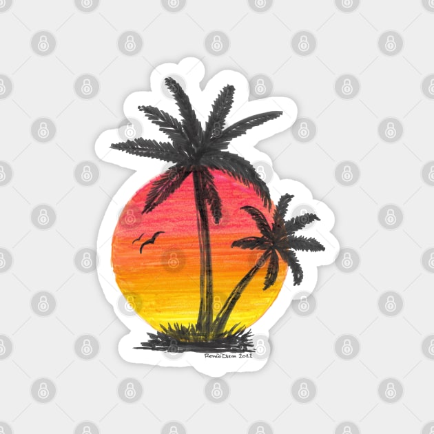 Palm Tree Silhouette Magnet by ReneeDixonArt