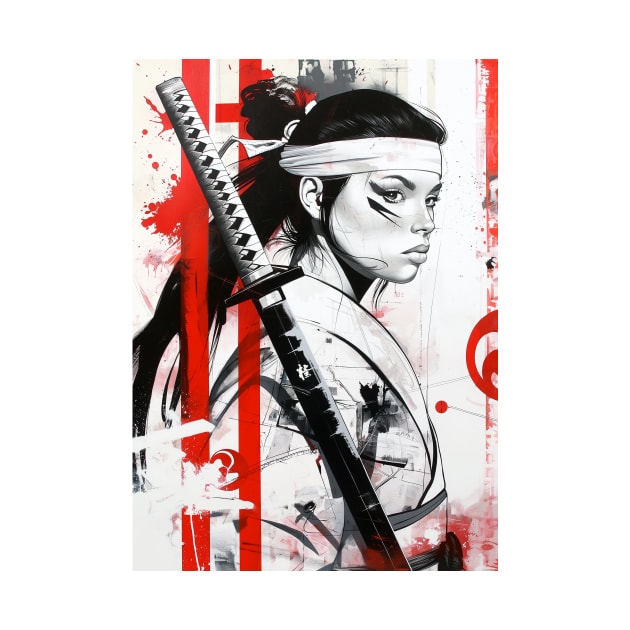 Black Ink Samurai Woman by Durro