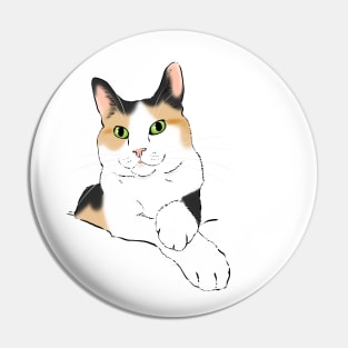 Calico Cat Portrait Pin