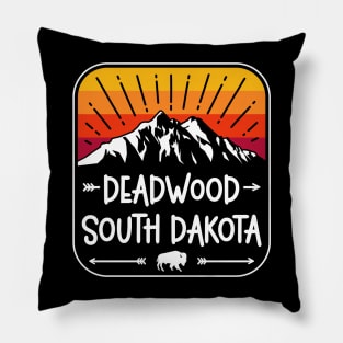 Deadwood South Dakota Vintage Mountain Sunset Pillow