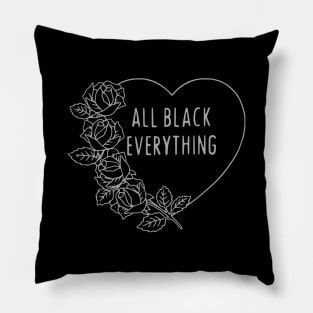 All Black Everything Roses Pillow