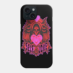 “Celebrate Your Self-Love on Valentine’s Day with this Skull and Wings Illustration” Phone Case