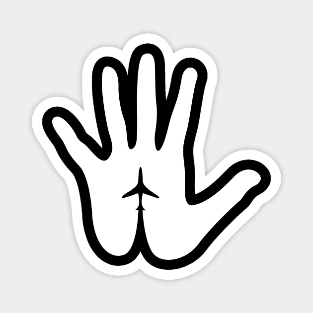 Aviation Hand with Airplane White Design Magnet by Avion