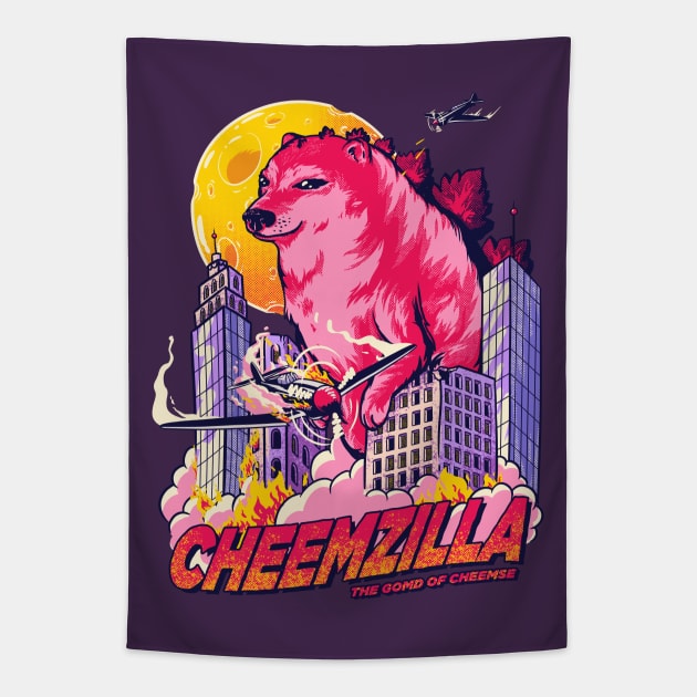 Cheemzilla - The Gomd of Cheemse Tapestry by anycolordesigns