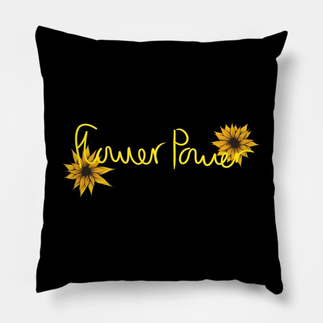 Flower Power // Yellow Handwriting Pillow by Velvet Earth