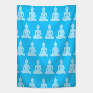 Pastel Sky Blue Buddha Pattern Tapestry