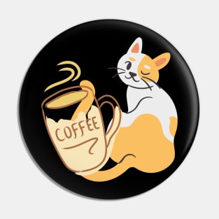 Cat And Coffee Tee Pin