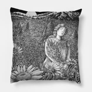 The Sun Rises and I Gather Blooms Pillow