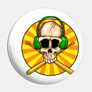 Drummer Skull Pin