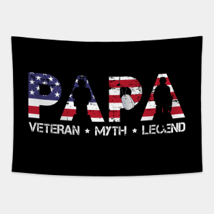 Papa The Veteran The Myth The Legend T Shirt Funny Humor Father Tee for Guys Tapestry