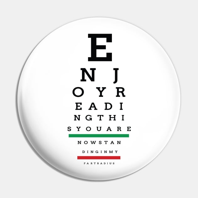 Eye Exam Warning Chart Pin by GeekThreadz