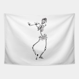 Black and White Dancing Skeleton Tapestry