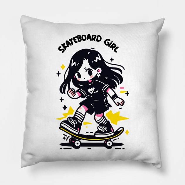 Skateboard Girl // Skater Pillow by ImativaDesign