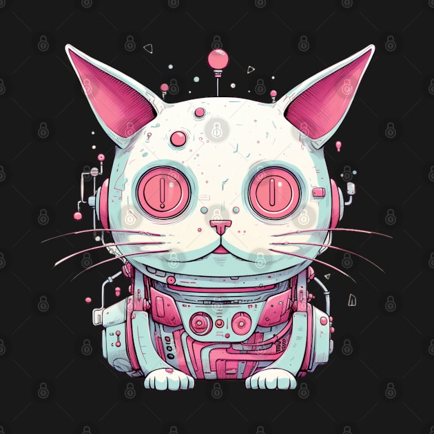 Futuristic Cyber Pink Cat by FrogandFog