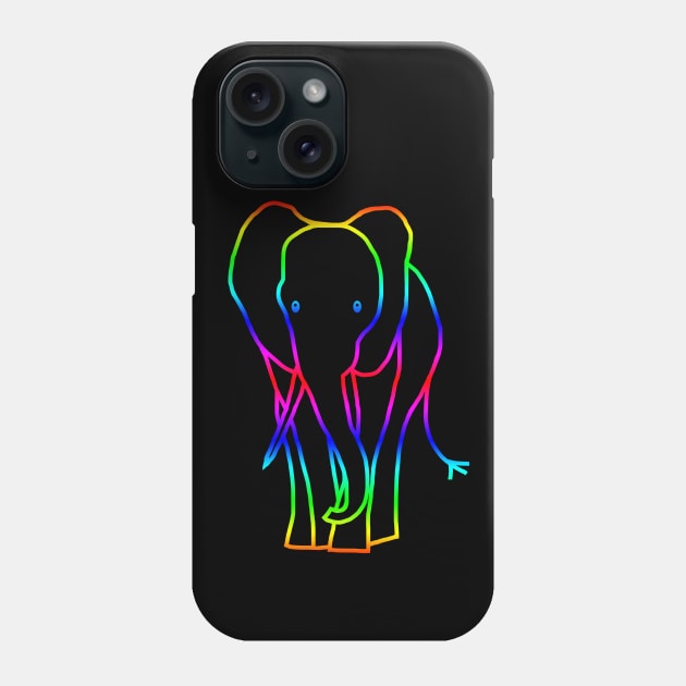 Rainbow Elephant Line Drawing Phone Case by ellenhenryart