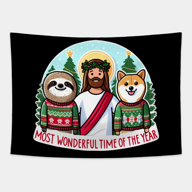Most Wonderful Time Of The Year Tapestry by Plushism