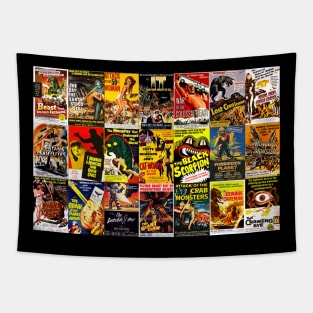 Classic 50's Science Fiction Movie Collage Tapestry