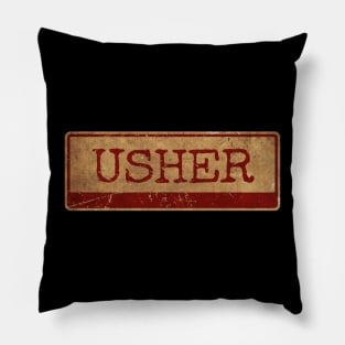 Aliska text red gold retro Usher Pillow