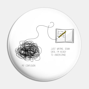 Inspirational illustration of journaling when confused Pin