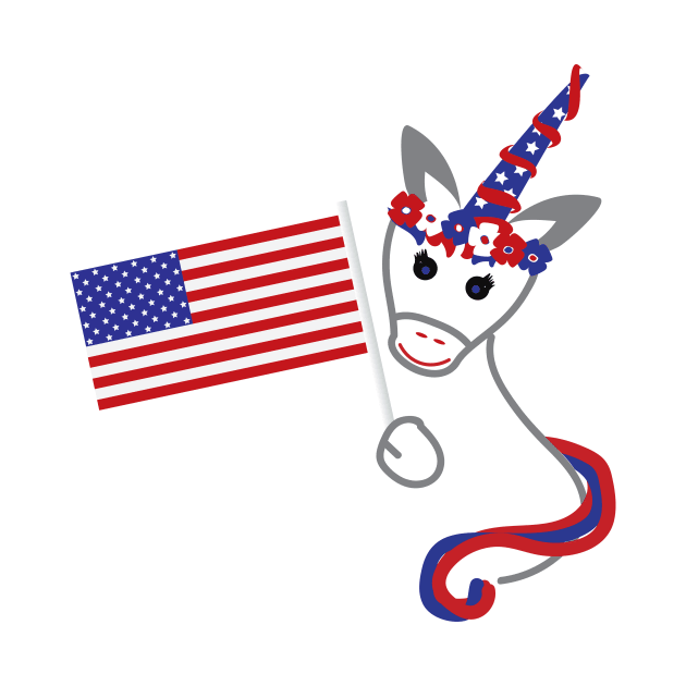 4th of July Unicorn and Usa flag by sigdesign