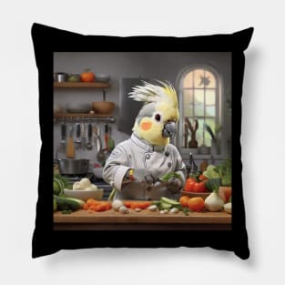 Cockatiel calopsitte bird oiseau IA Cooking Kitchen Pillow