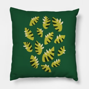 Clawed Abstract Green Leaves Pillow