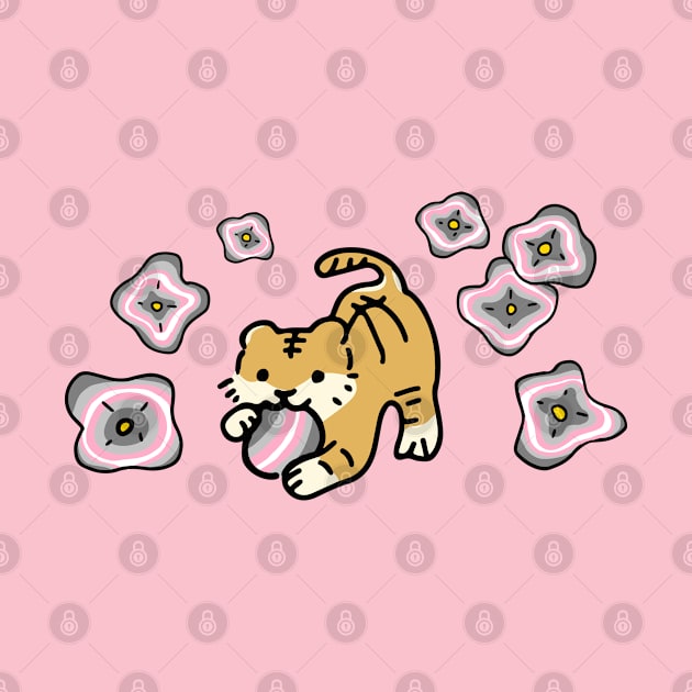 Tiger Pride Flag (Demigirl) with Cute Flower on Demigirl Flag by Mochabonk