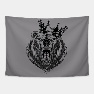 Grizzly Bear Head Angry Bear With a Crown King of Bears Tapestry