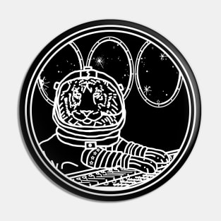 Space Astronaut Tiger in Sci Fi Spaceship Pin