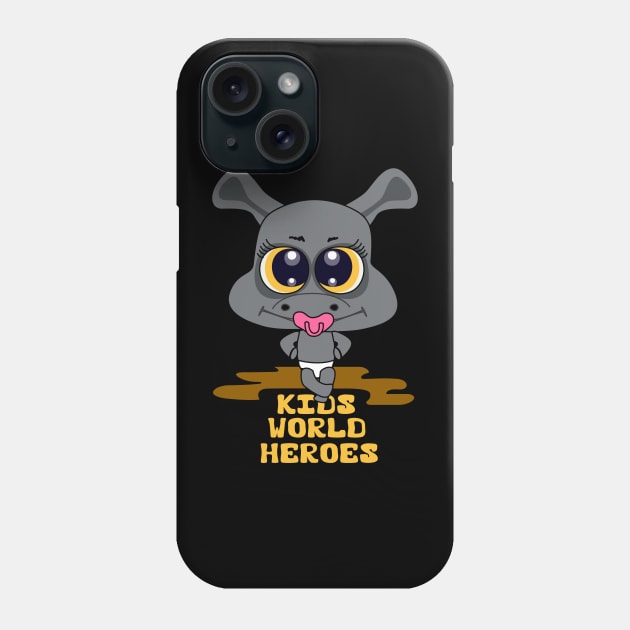 Cute Hippo infant with Pink honey boo Kids T-shirt design Phone Case by RJ-Creative Art