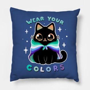 MLM LGBT Pride Cat - Kawaii Rainbow gay Kitty - Wear your colors Pillow