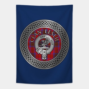 Clan Leslie Crest & Tartan Knot Tapestry