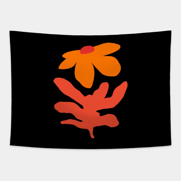 Retro Orange Flower Tapestry by WorkTheAngle