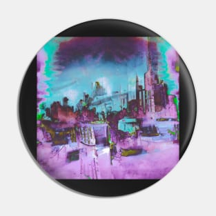 Broken City -Glitch Art Abstract Pin