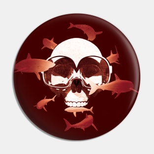 Skull and Sharks - Scuba Diving Pin