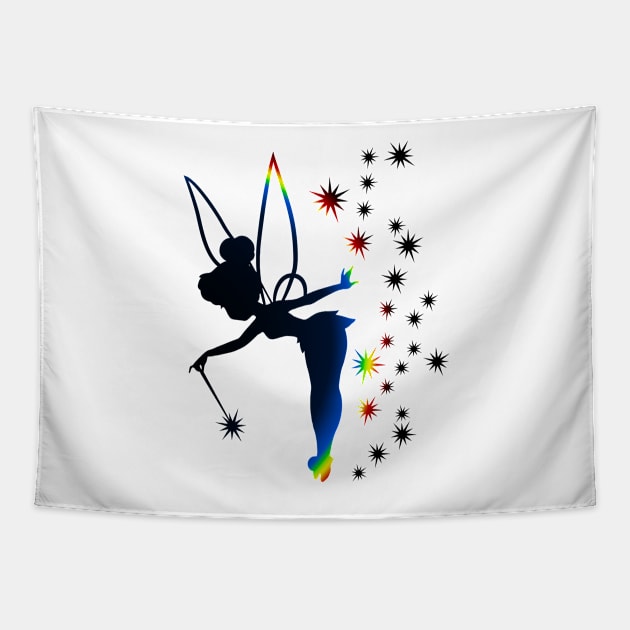 Rainbow Tinkerbell Sillhouette Tapestry by ijsw