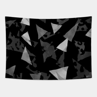 Black and White Textured Triangles Tapestry