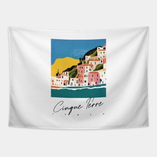 Italian Cinque Terre Landscape Collage Travel Poster Retro Wall Art Illustration Tapestry