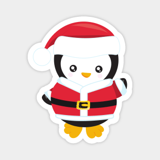 Christmas Penguin, Penguin With Santa Hat, Belt Magnet