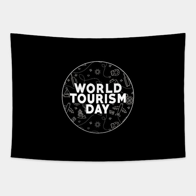 World Tourism Day September 27th Eat Sleep Travel Repeat Tapestry by mangobanana