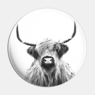 Black and White Highland Cow Pin