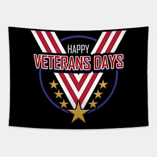 Big V Shaped Medal Ribbon Happy Veterans Day Tapestry