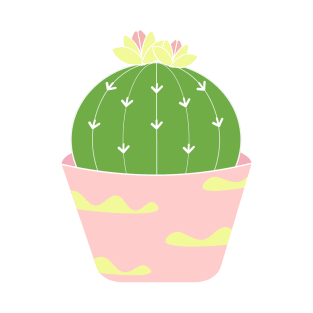Cute blooming cactus in a pink pot T-Shirt