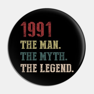 Vintage 1991 The Man The Myth The Legend Gift 29th Birthday Pin