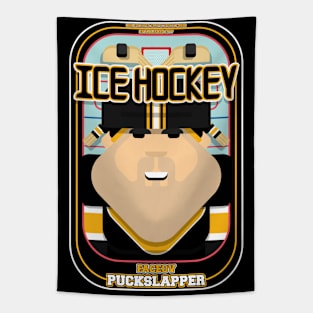 Ice Hockey Black and Yellow - Faceov Puckslapper - Victor version Tapestry