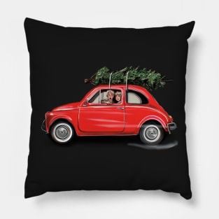 Christmas Joy Car With Two Kids Pillow