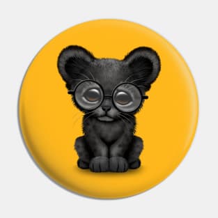 Cute Baby Black Panther Cub Wearing Glasses Pin